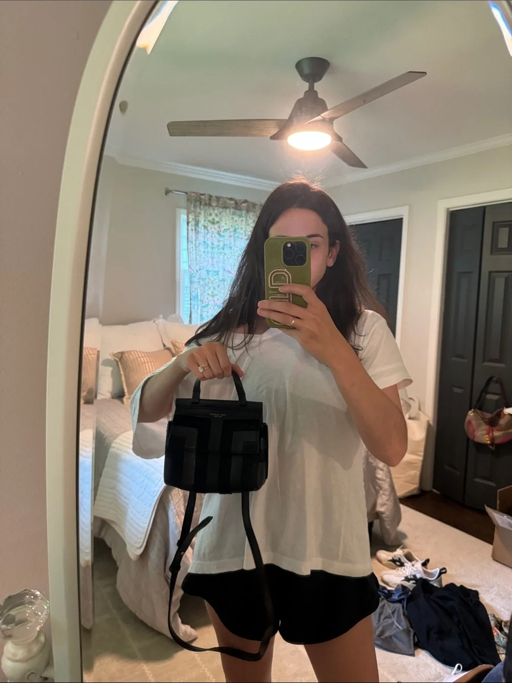 Tory Burch Black Mixed-Material Top-Handle Shoulder Bag